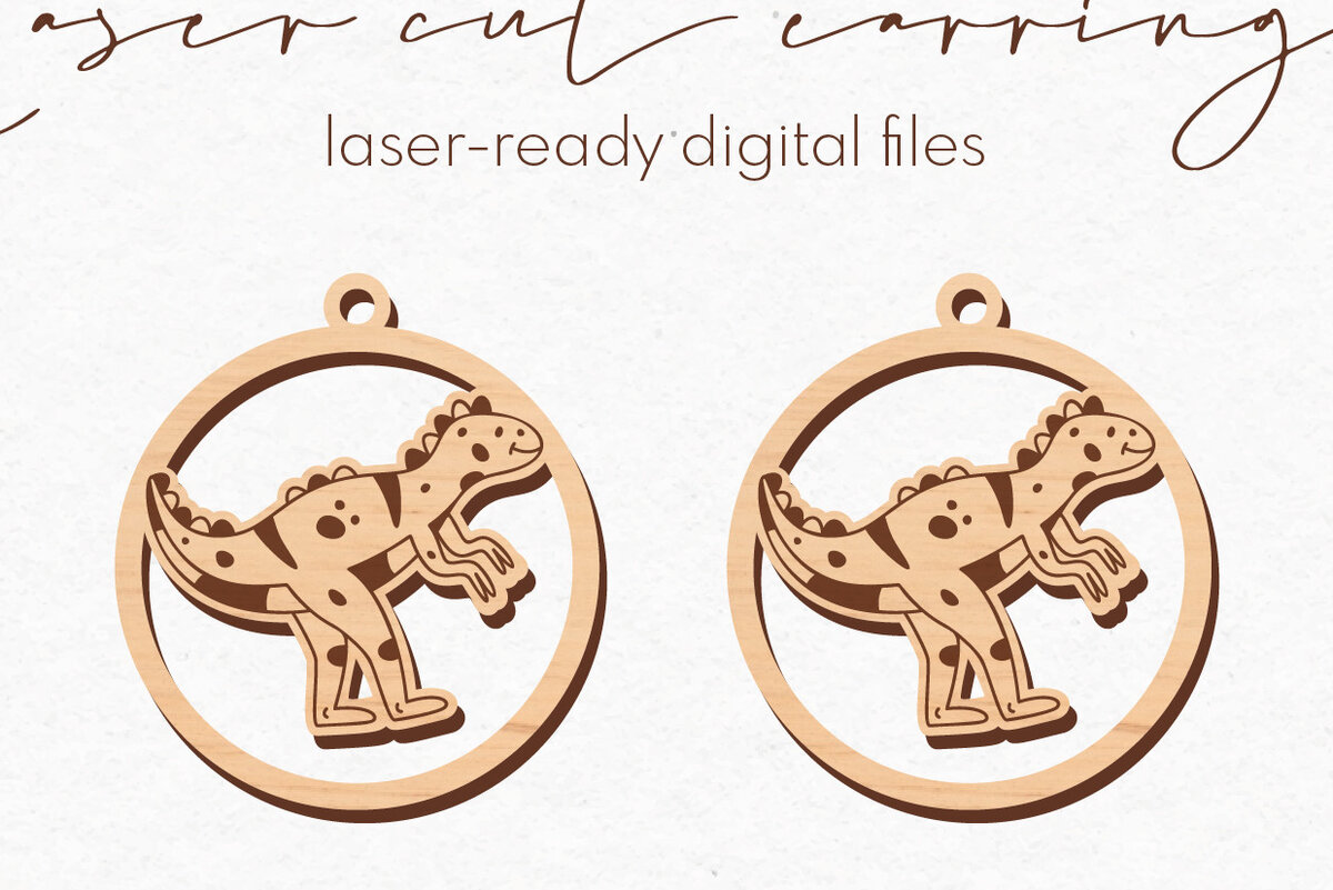 Σετ των 3 Intra απο ξύλο plywood 3mm-4mm πάχος – Στρογγυλά σκουλαρίκια δεινοσαύρων | Δίασταση  5x5 cm INTRAFABR-72146615