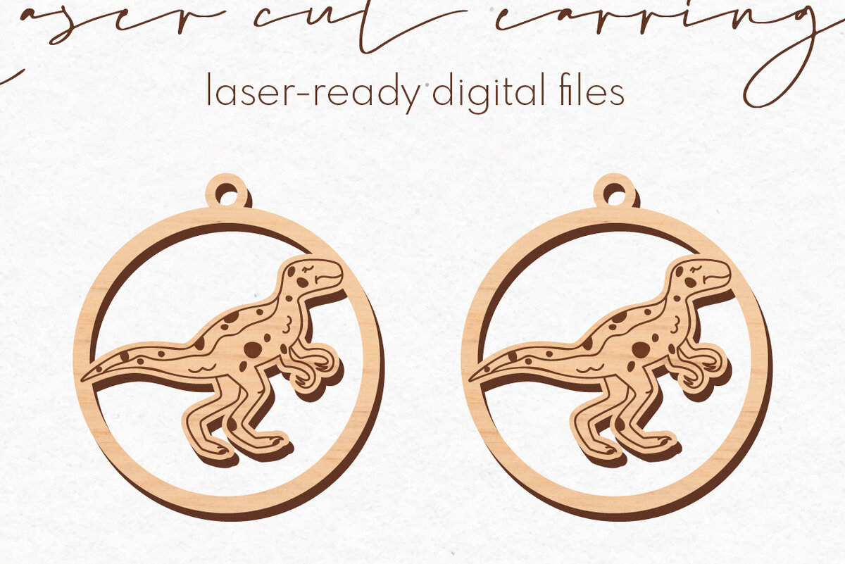 Σετ των 3 Intra απο ξύλο plywood 3mm-4mm πάχος – Στρογγυλά σκουλαρίκια δεινοσαύρων | Δίασταση  5x5 cm INTRAFABR-72309135