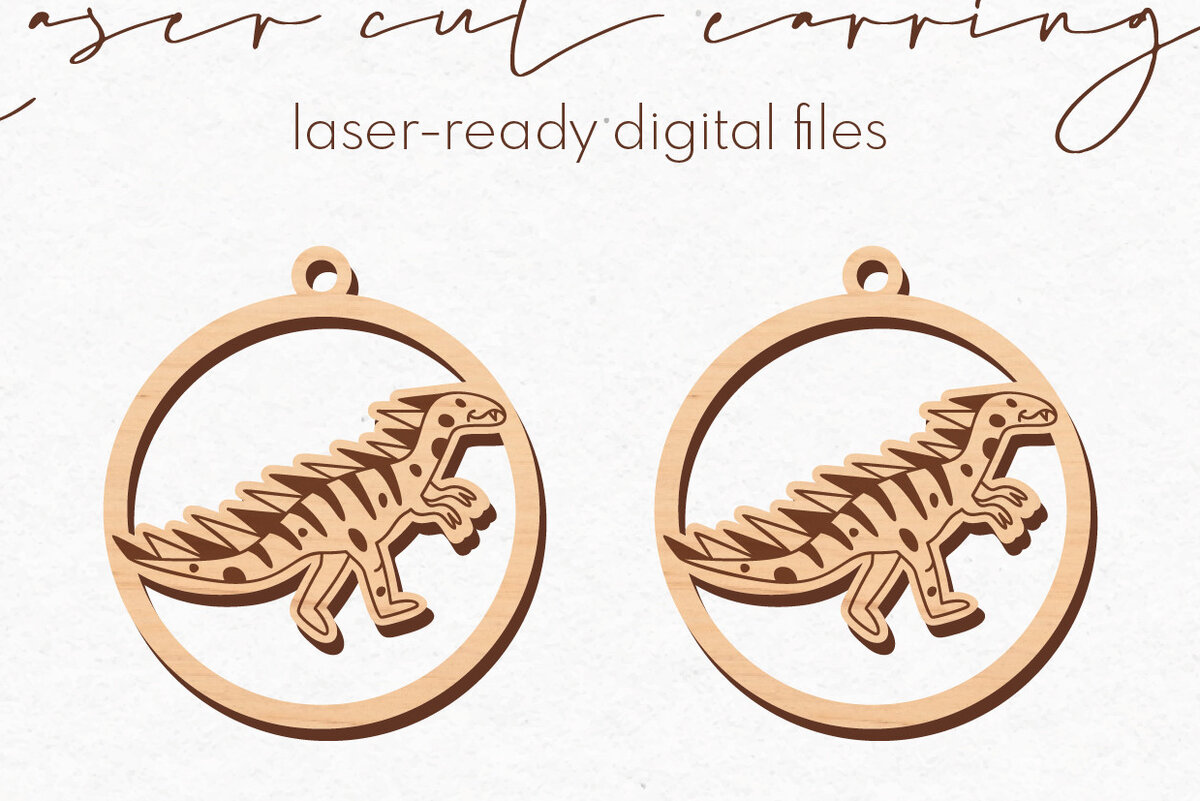 Σετ των 3 Intra απο ξύλο plywood 3mm-4mm πάχος – Στρογγυλά σκουλαρίκια δεινοσαύρων | Δίασταση  5x5 cm INTRAFABR-72459761