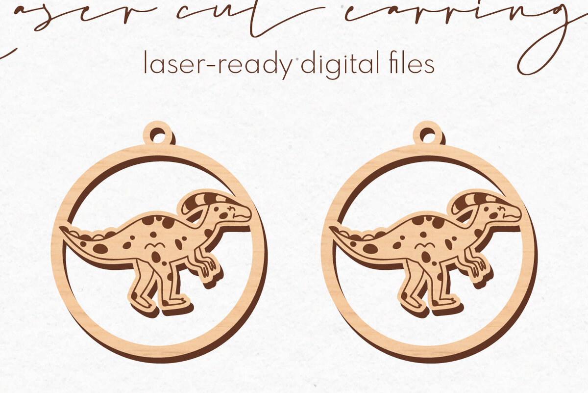 Σετ των 3 Intra απο ξύλο plywood 3mm-4mm πάχος – Στρογγυλά σκουλαρίκια δεινοσαύρων | Δίασταση  5x5 cm INTRAFABR-72642726