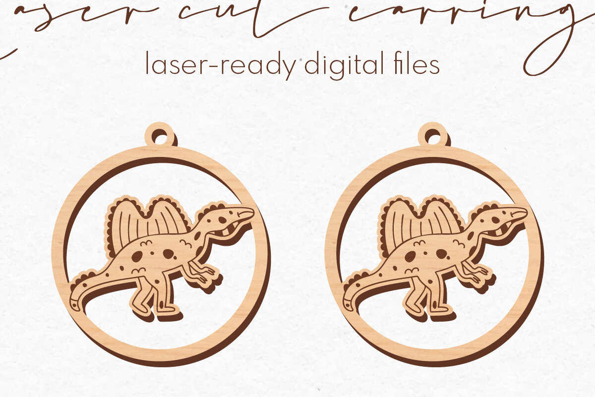 Σετ των 3 Intra απο ξύλο plywood 3mm-4mm πάχος – Στρογγυλά σκουλαρίκια δεινοσαύρων | Δίασταση  5x5 cm INTRAFABR-72731263