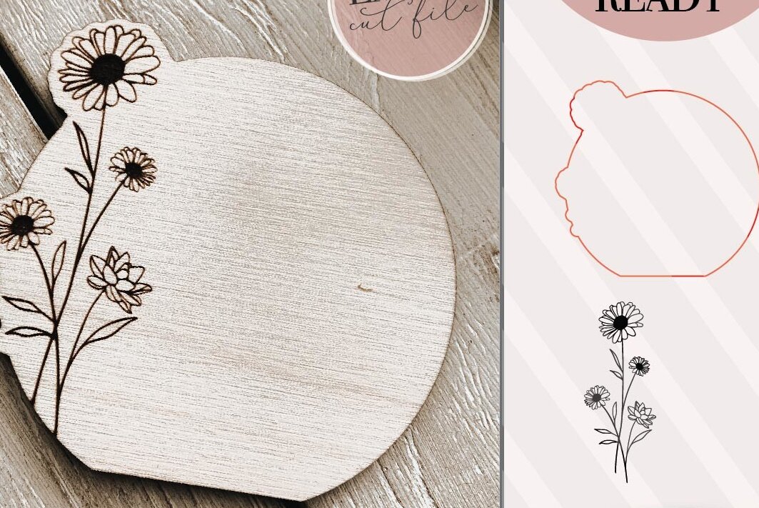 Σετ των 2 Intra απο ξύλο plywood 3mm-4mm πάχος – Στρογγυλό Floral Πλαίσιο Δίασταση  20x20 cm INTRAFABR-70928520