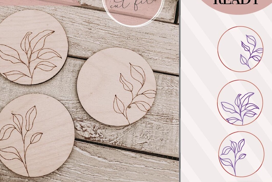 Σετ των 2 Intra απο ξύλο plywood 3mm-4mm πάχος – Στρογγυλό Floral Πλαίσιο Δίασταση  20x20 cm INTRAFABR-70610863