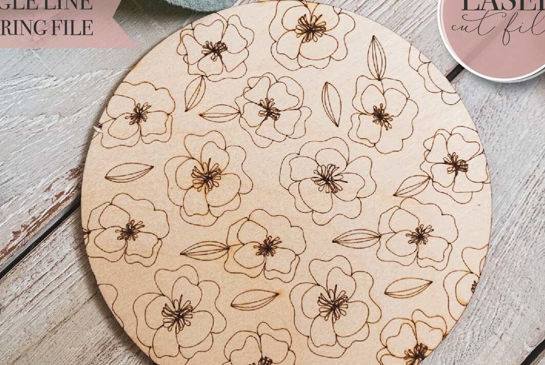 Intra απο ξύλο plywood 3mm-4mm πάχος – Στρογγυλό Floral Sign Laser Δίασταση  40x30 cm INTRAFABR-70853444