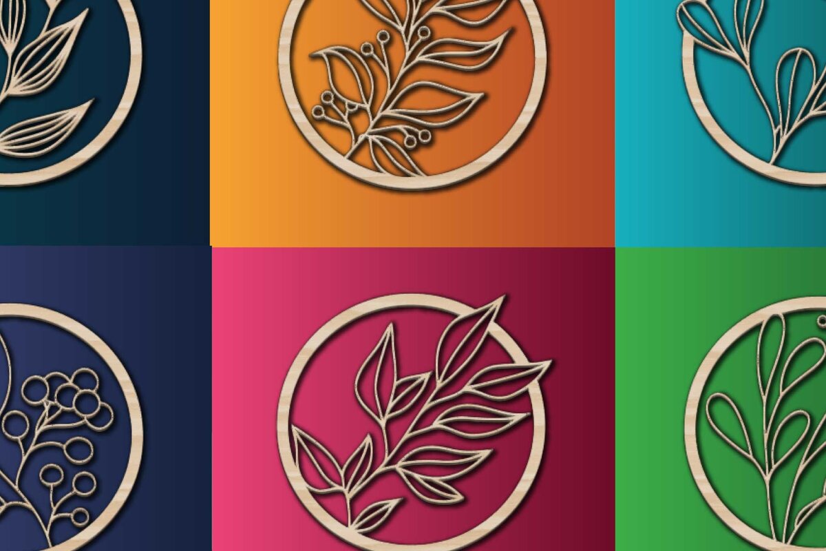 Intra απο ξύλο plywood 3mm-4mm πάχος – Στρογγυλή φλοράλ διακόσμηση τοίχου Δίασταση  40x30 cm INTRAFABR-72866360