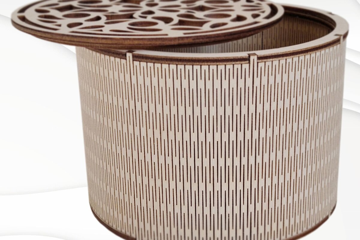 Σετ των 2 Intra απο ξύλο plywood 3mm-4mm πάχος – Στρογγυλό κουτί δώρου Δίασταση  20x20 cm INTRAFABR-30389477