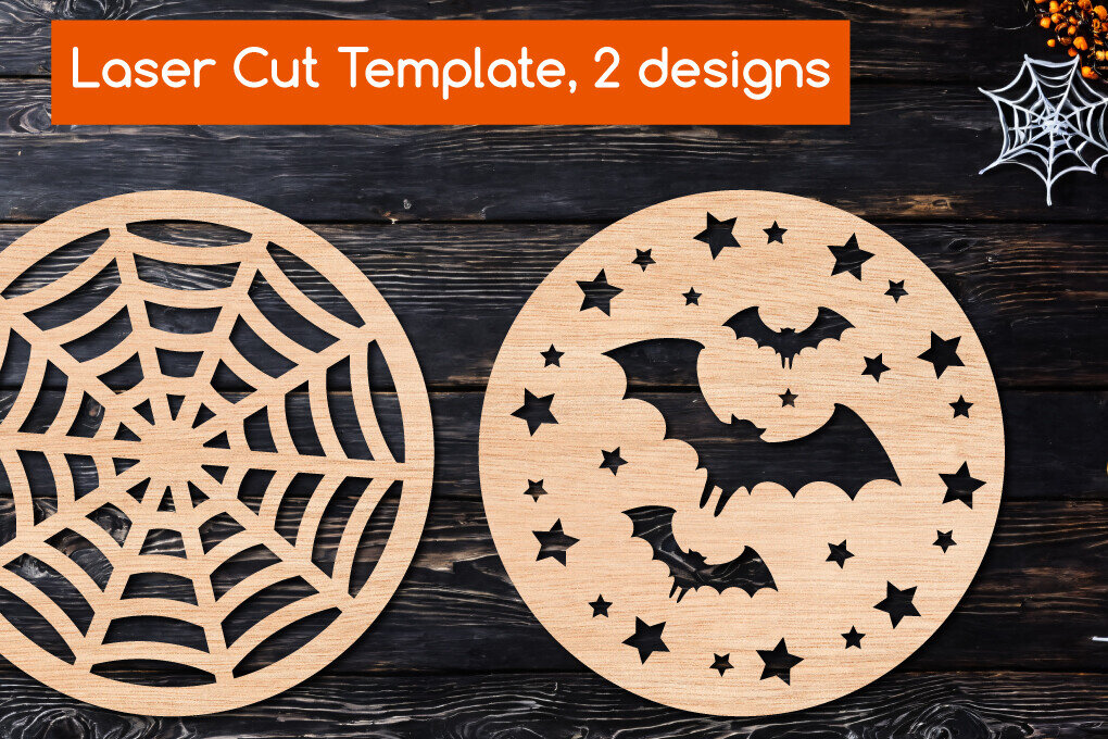 Σετ των 2 Intra απο ξύλο plywood 3mm-4mm πάχος – Στρογγυλά αποκριάτικα σουβέρ Δίασταση  20x20 cm INTRAFABR-108050129