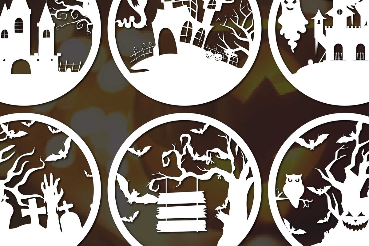 Σετ των 2 Intra απο ξύλο plywood 3mm-4mm πάχος – Στρογγυλή δέσμη για Halloween Decor Δίασταση  20x20 cm INTRAFABR-78160991