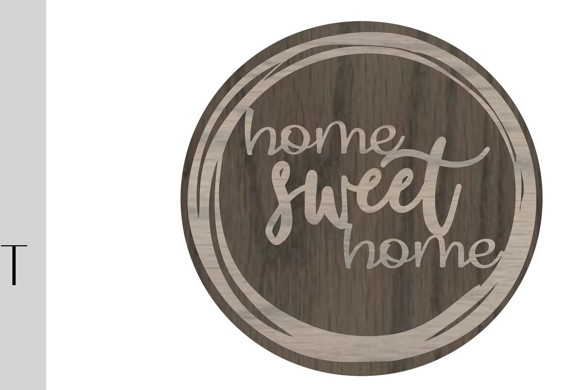 Σετ των 2 Intra απο ξύλο plywood 3mm-4mm πάχος – Στρογγυλό σπίτι γλυκό σπίτι σημάδι Δίασταση  20x20 cm INTRAFABR-9801043