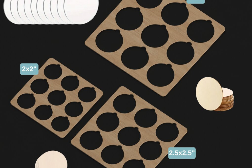 Σετ των 2 Intra απο ξύλο plywood 3mm-4mm πάχος – Πρότυπο λέιζερ Jig Bundle Round Jig Bundle 151 Δίασταση  20x20 cm INTRAFABR-118154732