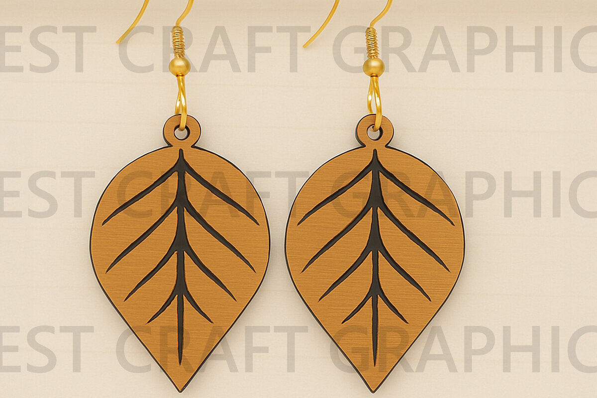 Σετ των 3 Intra απο ξύλο plywood 3mm-4mm πάχος – Σκουλαρίκια κομμένα με στρογγυλά φύλλα Δίασταση  5x5 cm INTRAFABR-123755288