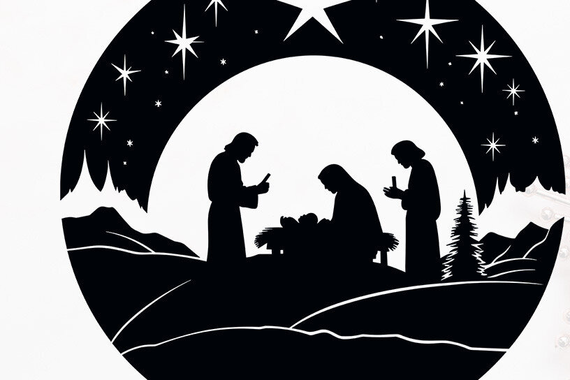 Σετ των 2 Intra απο ξύλο plywood 3mm-4mm πάχος – Στρογγυλή Φάτνη Σκηνή Χριστουγέννων Δίασταση  20x20 cm INTRAFABR-85684494