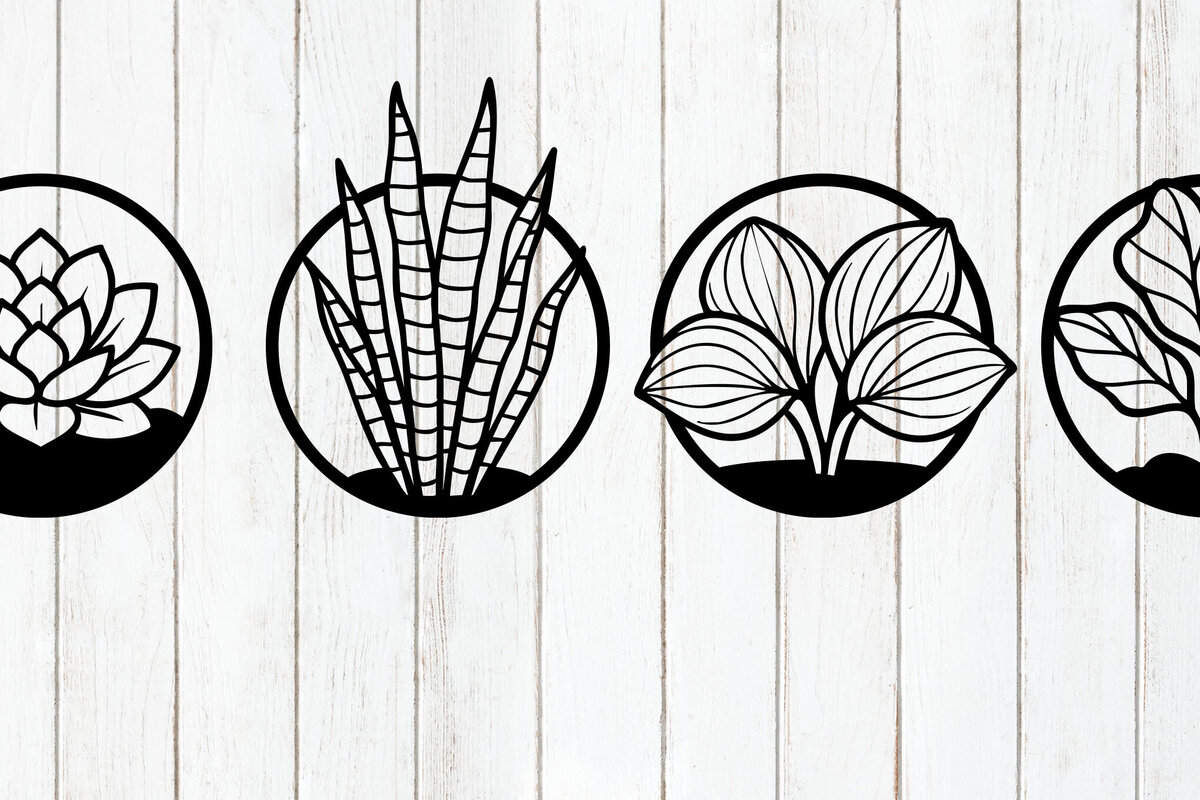 Σετ των 2 Intra απο ξύλο plywood 3mm-4mm πάχος – Σετ κοπής με λέιζερ στρογγυλό φυτό Δίασταση  20x20 cm INTRAFABR-124578616