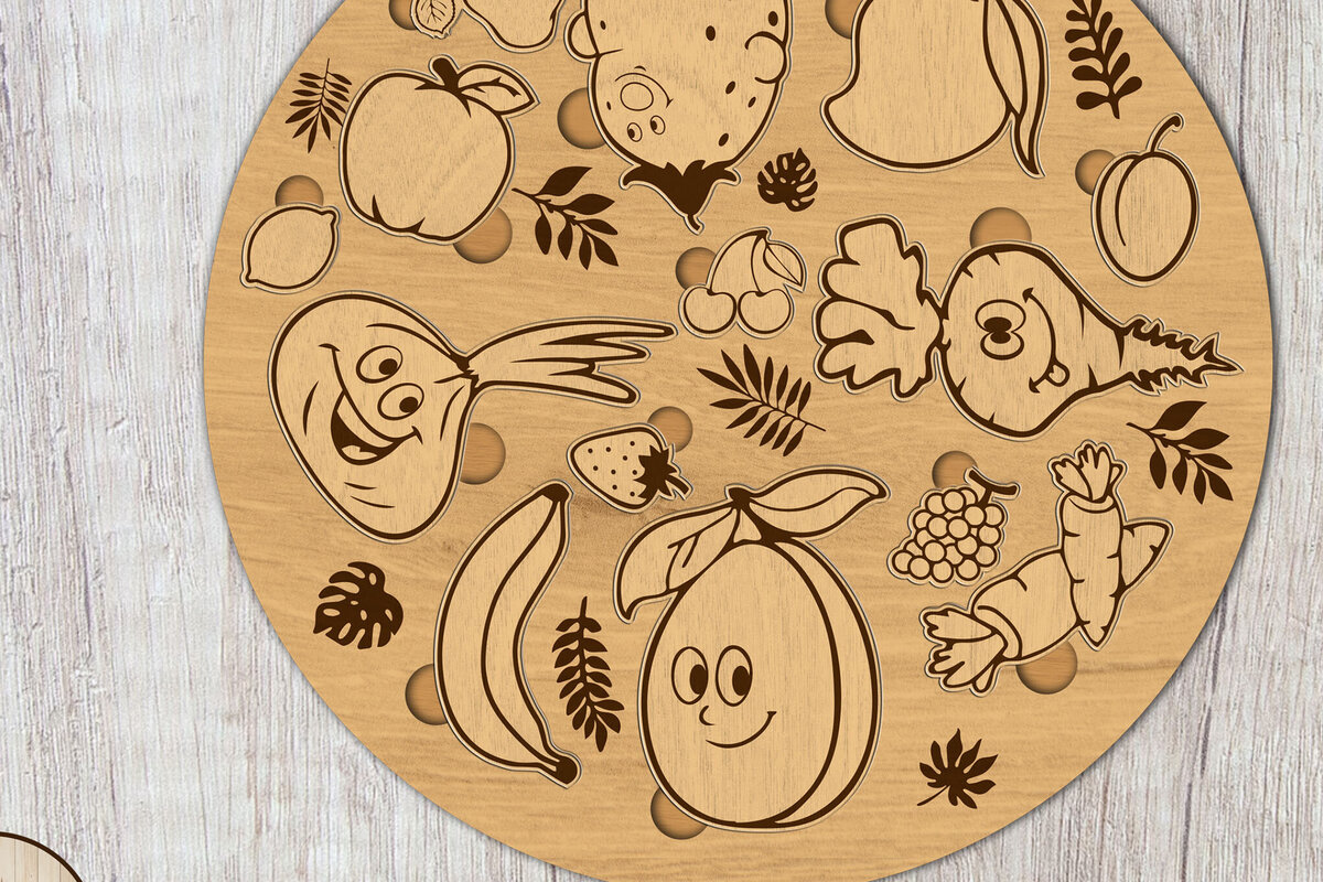 Σετ των 2 Intra απο ξύλο plywood 3mm-4mm πάχος – Στρογγυλό παζλ για παιδιά, πρότυπο ξύλινης κοπής Δίασταση  20x20 cm INTRAFABR-87700021