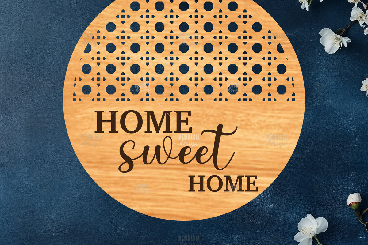 Σετ των 2 Intra απο ξύλο plywood 3mm-4mm πάχος – Στρογγυλή πινακίδα καλωσορίσματος Rattan Cut Laser Δίασταση  20x20 cm INTRAFABR-123487151