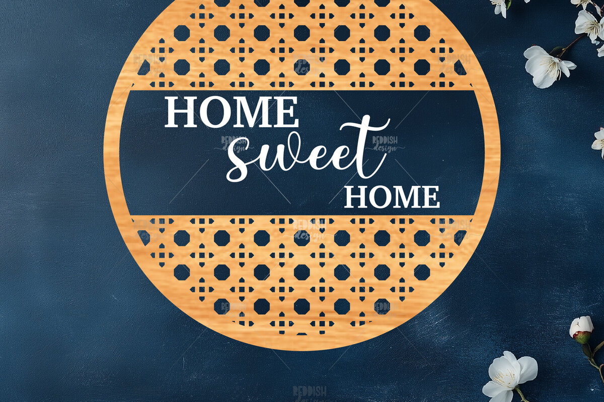 Σετ των 2 Intra απο ξύλο plywood 3mm-4mm πάχος – Στρογγυλή πινακίδα καλωσορίσματος Rattan Cut Laser Δίασταση  20x20 cm INTRAFABR-123487193