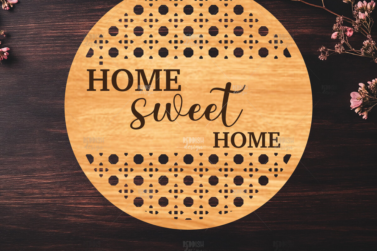 Σετ των 2 Intra απο ξύλο plywood 3mm-4mm πάχος – Στρογγυλή πινακίδα καλωσορίσματος Rattan Cut Laser Δίασταση  20x20 cm INTRAFABR-123487110