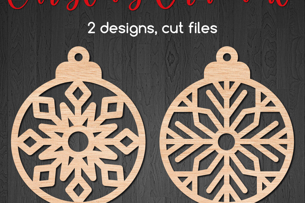 Σετ των 2 Intra απο ξύλο plywood 3mm-4mm πάχος – Στρογγυλά χριστουγεννιάτικα στολίδια με νιφάδα χιονιού Δίασταση  20x20 cm INTRAFABR-109181298