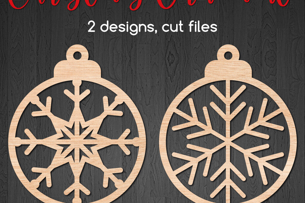 Σετ των 2 Intra απο ξύλο plywood 3mm-4mm πάχος – Στρογγυλά χριστουγεννιάτικα στολίδια με νιφάδα χιονιού Δίασταση  20x20 cm INTRAFABR-107441267