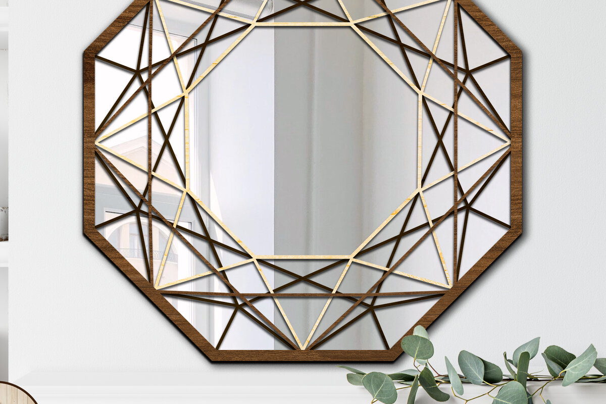 Σετ των 2 Intra απο ξύλο plywood 3mm-4mm πάχος – Στρογγυλός ΚΑΘΡΕΦΤΗΣ ΤΟΙΧΟΥ Πλαίσιο κοπής με λέιζερ Δίασταση  20x20 cm INTRAFABR-9409824