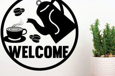 Σετ των 2 Intra απο ξύλο plywood 3mm-4mm πάχος – Στρογγυλή πινακίδα καλωσορίσματος με λέιζερ τσαγιού καφέ Δίασταση  20x20 cm INTRAFABR-64503577