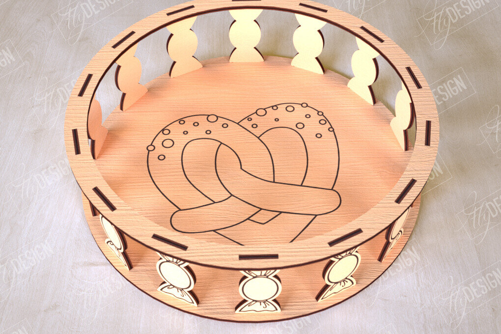 Σετ των 2 Intra απο ξύλο plywood 3mm-4mm πάχος – Στρογγυλό Ξύλινο Κουτί Δώρου | Στάση για επιδόρπιο Δίασταση  20x20 cm INTRAFABR-113997697