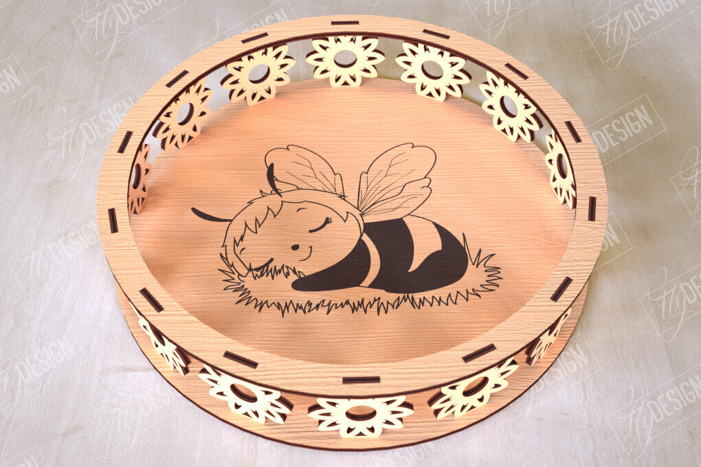 Σετ των 2 Intra απο ξύλο plywood 3mm-4mm πάχος – Στρογγυλό Ξύλινο Κουτί Δώρου | Στάση για επιδόρπιο Δίασταση  20x20 cm INTRAFABR-113997770