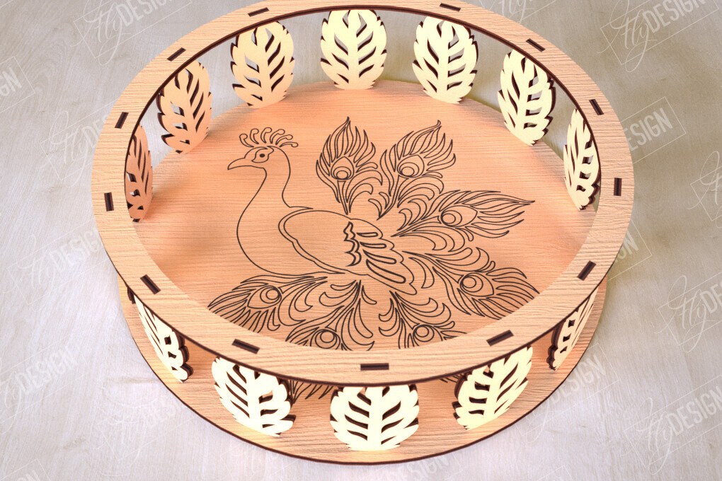 Σετ των 2 Intra απο ξύλο plywood 3mm-4mm πάχος – Στρογγυλό Ξύλινο Κουτί Δώρου | Στάση για επιδόρπιο Δίασταση  20x20 cm INTRAFABR-113997782