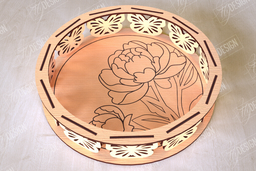 Σετ των 2 Intra απο ξύλο plywood 3mm-4mm πάχος – Στρογγυλό Ξύλινο Κουτί Δώρου | Στάση για επιδόρπιο Δίασταση  20x20 cm INTRAFABR-113997786