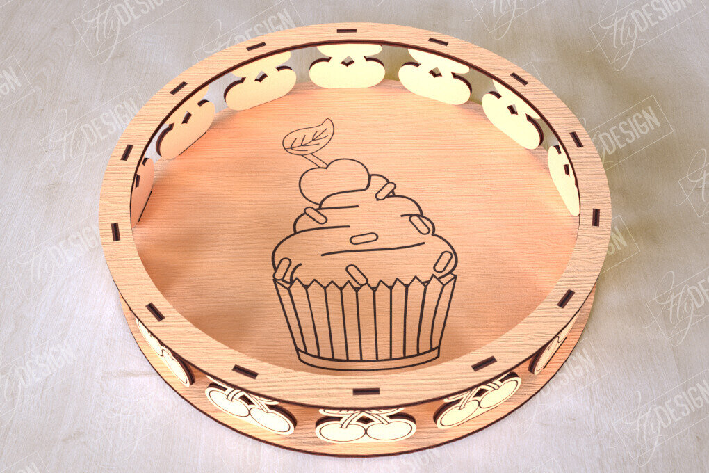 Σετ των 2 Intra απο ξύλο plywood 3mm-4mm πάχος – Στρογγυλό Ξύλινο Κουτί Δώρου | Στάση για επιδόρπιο Δίασταση  20x20 cm INTRAFABR-113997687