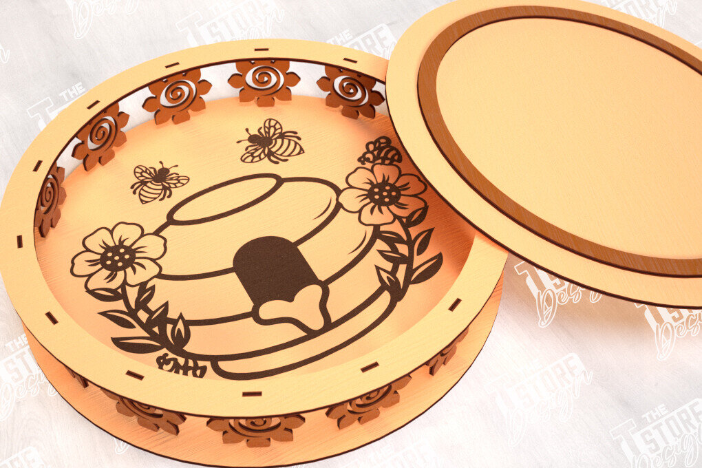 Σετ των 2 Intra απο ξύλο plywood 3mm-4mm πάχος – Στρογγυλό Ξύλινο Κουτί Δώρου | Κουτιά κοσμημάτων |CNC Δίασταση  20x20 cm INTRAFABR-114244106