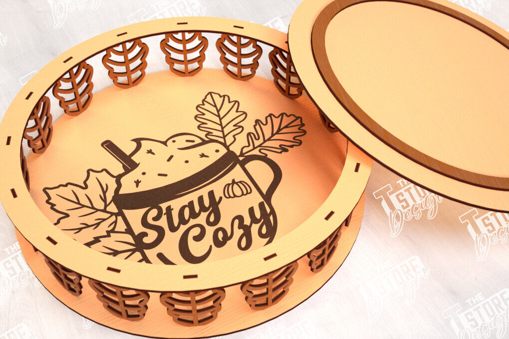 Σετ των 2 Intra απο ξύλο plywood 3mm-4mm πάχος – Στρογγυλό Ξύλινο Κουτί Δώρου | Κουτιά κοσμημάτων |CNC Δίασταση  20x20 cm INTRAFABR-114244119