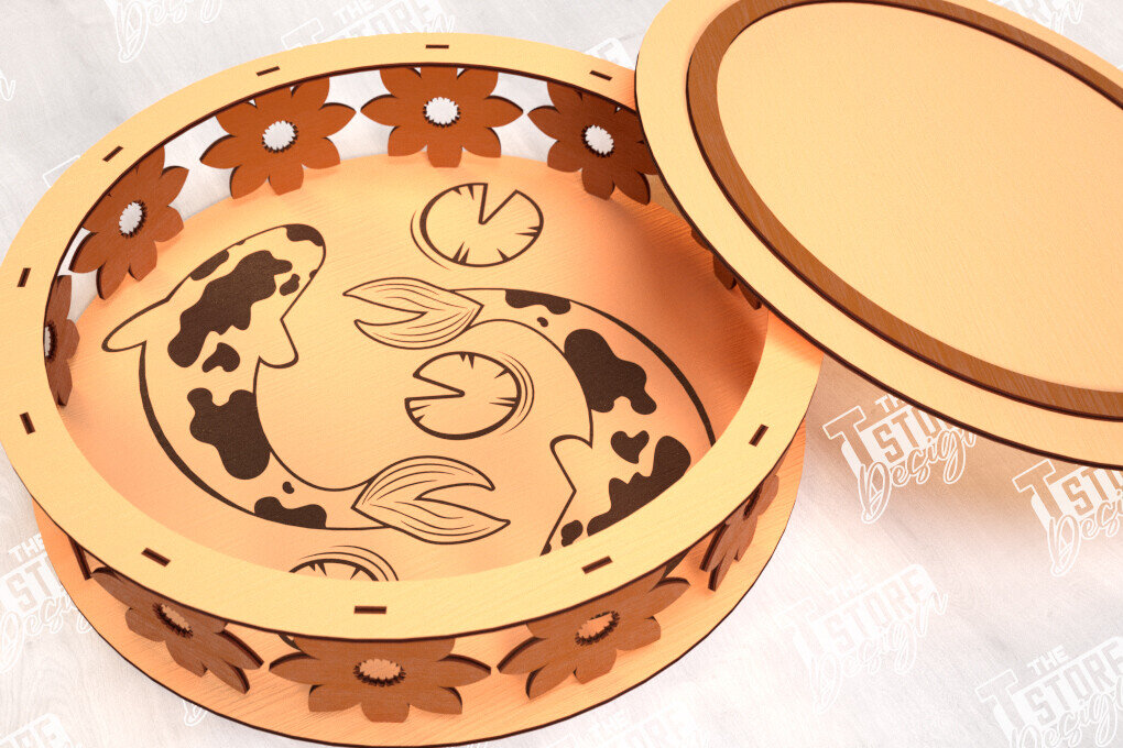 Σετ των 2 Intra απο ξύλο plywood 3mm-4mm πάχος – Στρογγυλό Ξύλινο Κουτί Δώρου | Κουτιά κοσμημάτων |CNC Δίασταση  20x20 cm INTRAFABR-114244137