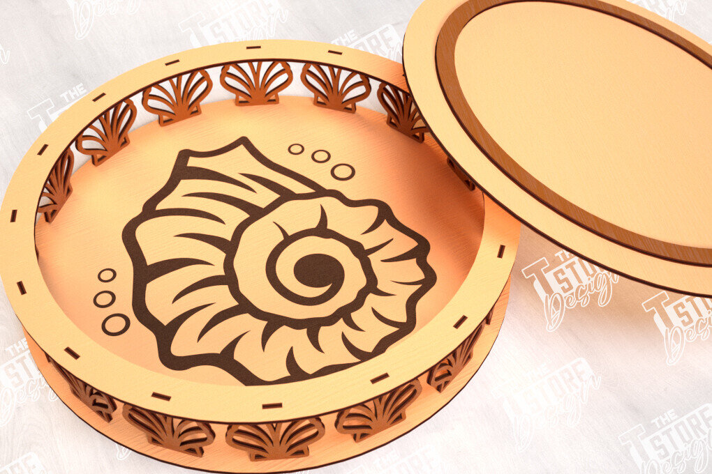 Σετ των 2 Intra απο ξύλο plywood 3mm-4mm πάχος – Στρογγυλό Ξύλινο Κουτί Δώρου | Κουτιά κοσμημάτων |CNC Δίασταση  20x20 cm INTRAFABR-114244148