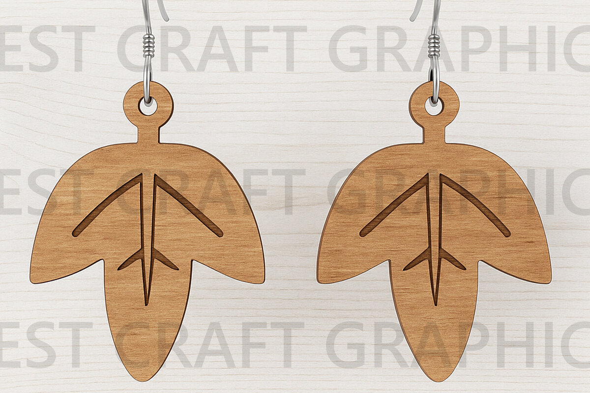 Σετ των 3 Intra απο ξύλο plywood 3mm-4mm πάχος – Σκουλαρίκια με στρογγυλεμένα βοτανικά φύλλα Δίασταση  5x5 cm INTRAFABR-123814148