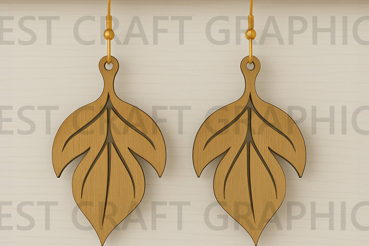 Σετ των 3 Intra απο ξύλο plywood 3mm-4mm πάχος – Σκουλαρίκια με στρογγυλεμένα φύλλα κομμένο αρχείο Δίασταση  5x5 cm INTRAFABR-123755244