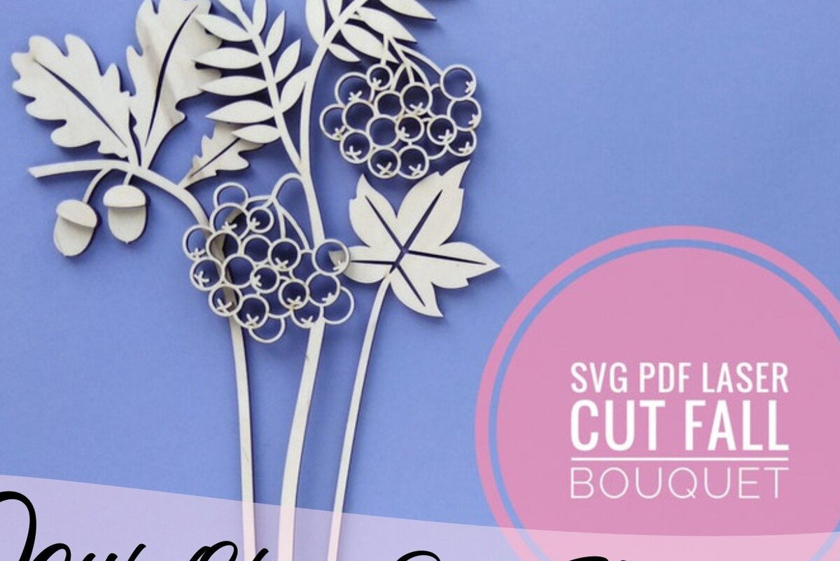 Σετ των 2 Intra απο ξύλο plywood 3mm-4mm πάχος – Αρχείο κοπής λέιζερ Rowan, Φθινοπωρινά φύλλα Δίασταση  20x20 cm INTRAFABR-34150715