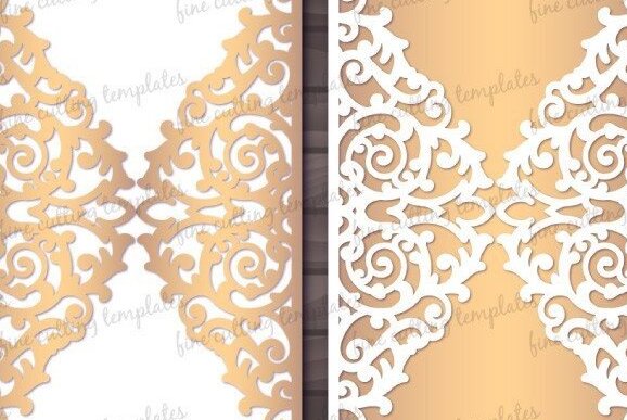 Σετ των 2 Intra απο ξύλο plywood 3mm-4mm πάχος – Βασιλικό προσκλητήριο γάμου Card Cricut Δίασταση  20x20 cm INTRAFABR-32159315