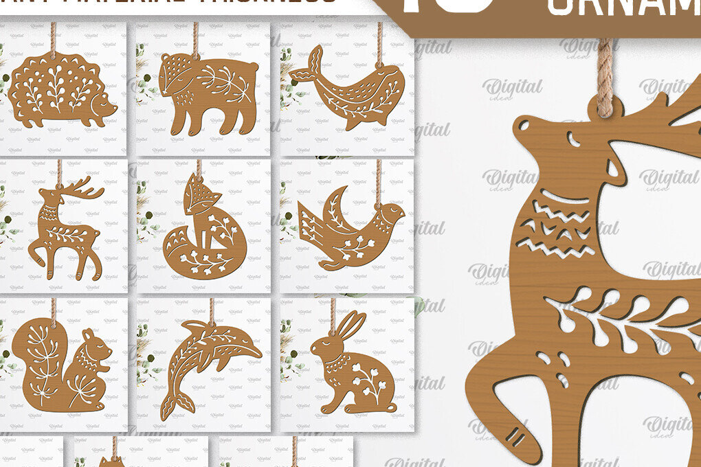 Σετ των 2 Intra απο ξύλο plywood 3mm-4mm πάχος – Ρουστίκ στολίδια ζώων LaserCut Πακέτο Δίασταση  20x20 cm INTRAFABR-102234022