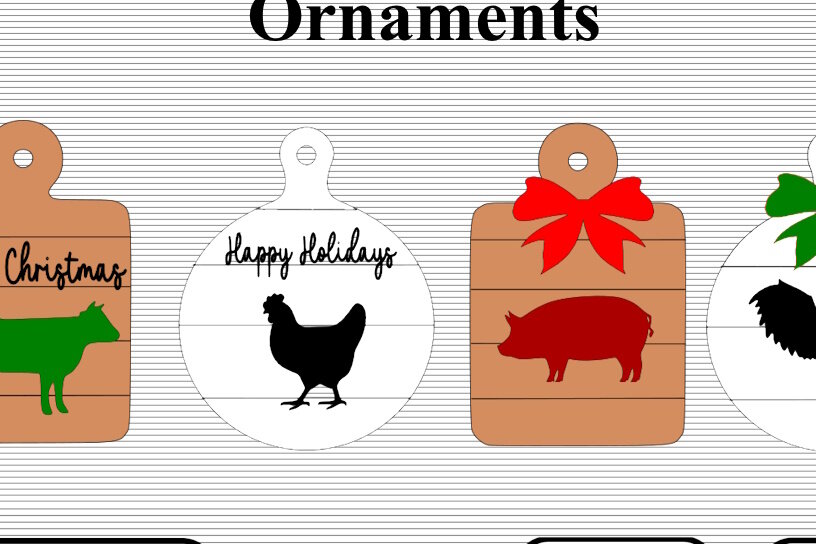 Σετ των 2 Intra απο ξύλο plywood 3mm-4mm πάχος – Στολίδι δέντρου σε ρουστίκ αγρόκτημα Δίασταση  20x20 cm INTRAFABR-43846796