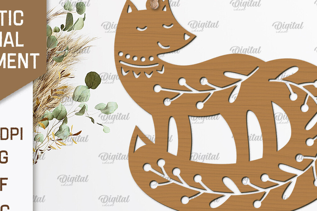 Σετ των 2 Intra απο ξύλο plywood 3mm-4mm πάχος – Ρουστίκ Fox Στολίδι με λέιζερ Δίασταση  20x20 cm INTRAFABR-102233143