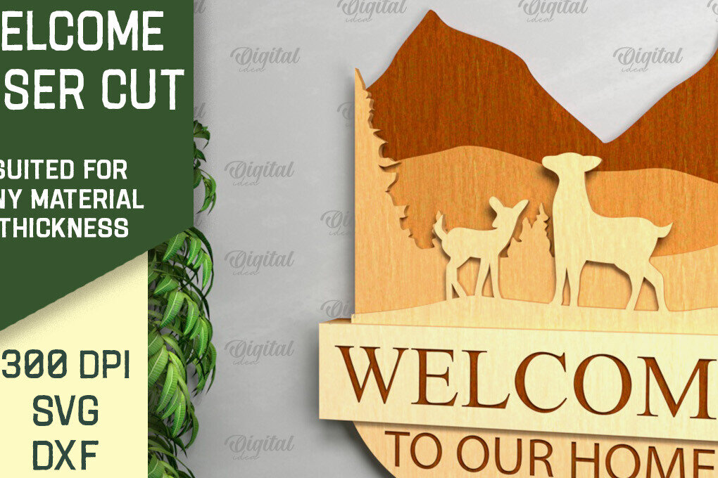 Σετ των 2 Intra απο ξύλο plywood 3mm-4mm πάχος – Ρουστίκ καλωσόρισμα με λέιζερ. Σημάδι καλωσορίσματος Δίασταση  20x20 cm INTRAFABR-92144510