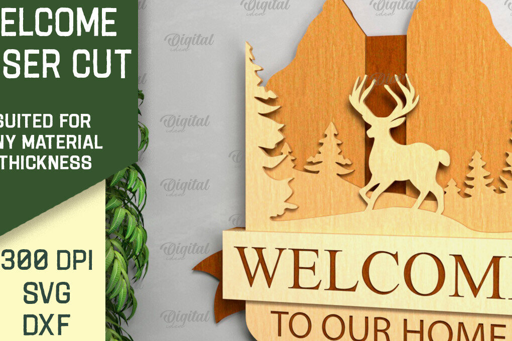 Σετ των 2 Intra απο ξύλο plywood 3mm-4mm πάχος – Ρουστίκ καλωσόρισμα με λέιζερ. Σημάδι καλωσορίσματος Δίασταση  20x20 cm INTRAFABR-92143945