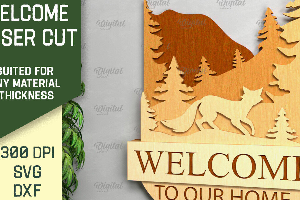 Σετ των 2 Intra απο ξύλο plywood 3mm-4mm πάχος – Ρουστίκ καλωσόρισμα με λέιζερ. Σημάδι καλωσορίσματος Δίασταση  20x20 cm INTRAFABR-92144164