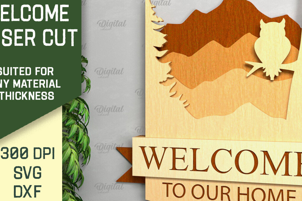 Σετ των 2 Intra απο ξύλο plywood 3mm-4mm πάχος – Ρουστίκ καλωσόρισμα με λέιζερ. Σημάδι καλωσορίσματος Δίασταση  20x20 cm INTRAFABR-92144193