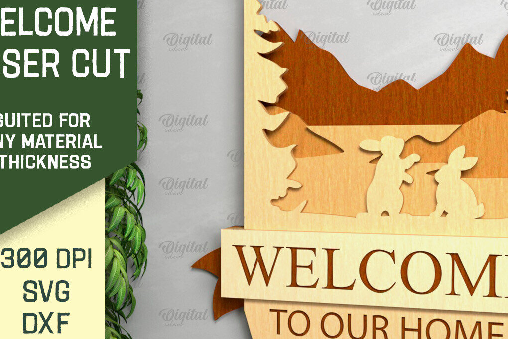 Σετ των 2 Intra απο ξύλο plywood 3mm-4mm πάχος – Ρουστίκ καλωσόρισμα με λέιζερ. Σημάδι καλωσορίσματος Δίασταση  20x20 cm INTRAFABR-92144239