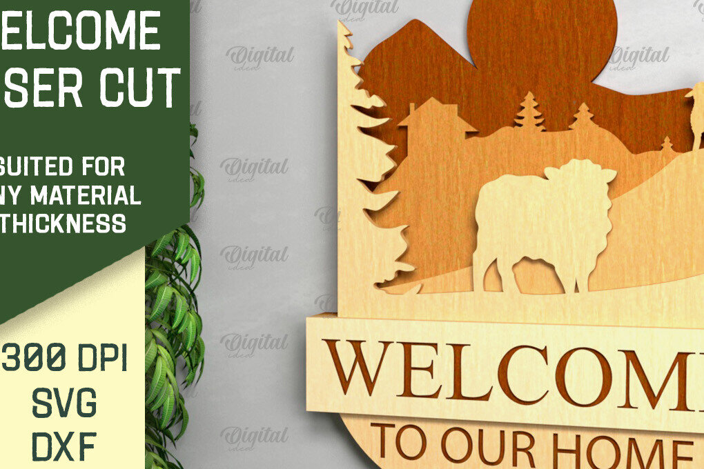 Σετ των 2 Intra απο ξύλο plywood 3mm-4mm πάχος – Ρουστίκ καλωσόρισμα με λέιζερ. Σημάδι καλωσορίσματος Δίασταση  20x20 cm INTRAFABR-92144331