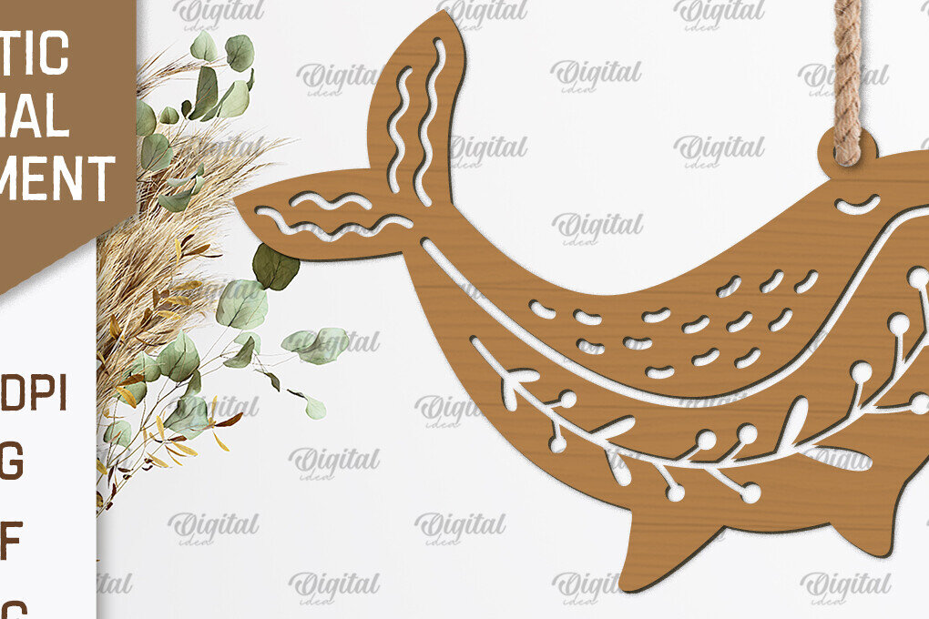 Σετ των 2 Intra απο ξύλο plywood 3mm-4mm πάχος – Ρουστίκ στολίδι φάλαινας Δίασταση  20x20 cm INTRAFABR-102233258