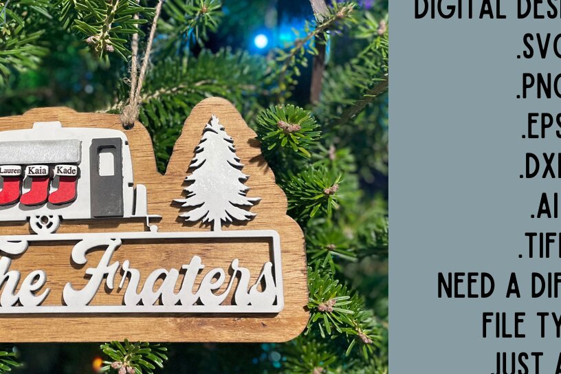 Σετ των 2 Intra απο ξύλο plywood 3mm-4mm πάχος – Οικογενειακό στολίδι RV Δίασταση  20x20 cm INTRAFABR-52603263