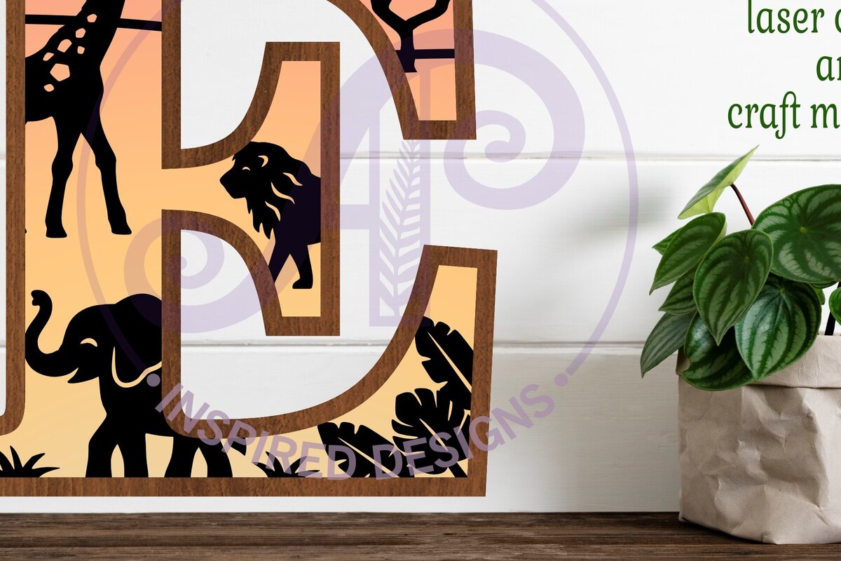 Σετ των 2 Intra απο ξύλο plywood 3mm-4mm πάχος – Επιστολή Safari Animals Large E Layered Δίασταση  20x20 cm INTRAFABR-114034319